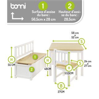 Kindersitzgruppe Anna in Natur/Weiß mit Bank (GT)