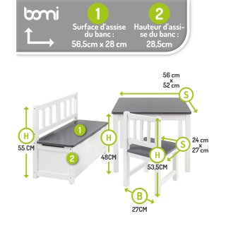 Kindersitzgruppe Anna in Grau/Weiß mit Bank (GT)
