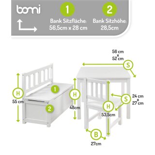 Kindersitzgruppe Anna in Weiß mit Bank (NS)