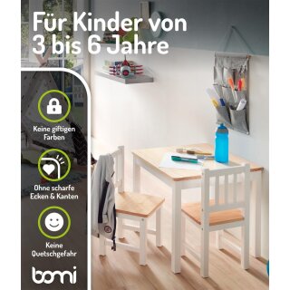 Kindersitzgruppe Amy mit 2 Stühlen in Natur/Weiß (GT)