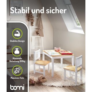 Kindersitzgruppe Amy mit 2 Stühlen in Natur/Weiß (GT)