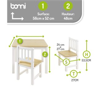 Kindersitzgruppe Amy mit 2 Stühlen in Natur/Weiß (GT)