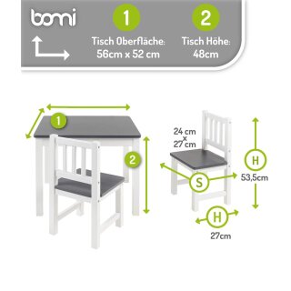 Kindersitzgruppe Amy mit 2 Stühlen in Weiß/Grau (GT)