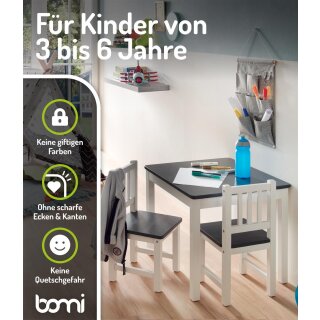 Kindersitzgruppe Amy mit 2 Stühlen in Weiß/Grau (GT)