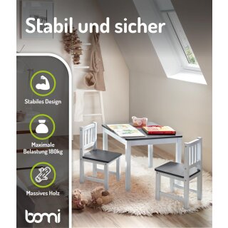 Kindersitzgruppe Amy mit 2 Stühlen in Weiß/Grau (GT)