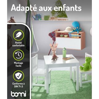 Ensemble de Table pour Enfants Amy – Blanc & Blanc avec 2 Chaises