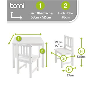 Kindersitzgruppe Amy mit 2 Stühlen in Weiß (NS)