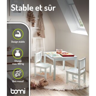 Ensemble de Table pour Enfants Amy – Blanc & Blanc avec 2 Chaises