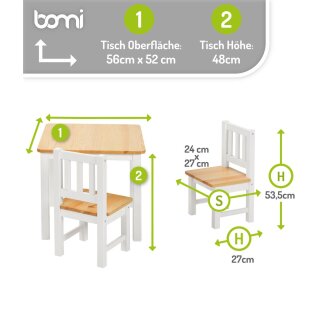 Kindersitzgruppe Amy mit 4 Stühlen in Natur/Weiß (GT)