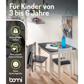 Kindersitzgruppe Amy mit 4 Stühlen in Weiß/Grau (GT)