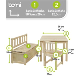 Kindersitzgruppe Anna aus Holz mit Bank (NS)