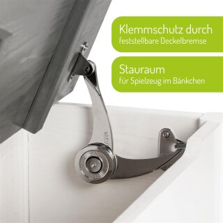 Kindertruhenbank in Grau/Weiß
