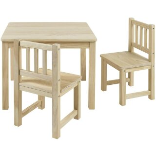 Kindersitzgruppe Amy mit 2 Stühlen Holz naturbelassen