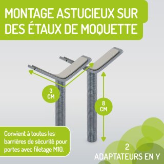 Y-Adapter für Treppengeländer M10 – Montage-Set für Merle & Mira Schutzgitter (2 Stück)