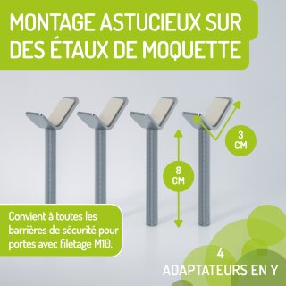 Y-Adapter für Treppengeländer M10 – Montage-Set für Merle & Mira Schutzgitter (4 Stück)