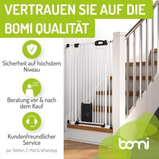 BOMI Merle Kinderschutzgitter mit Katzenklappe 73–161 cm – Extrahoch 107 cm