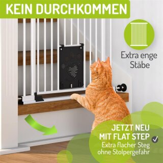 BOMI Mira Kinderschutzgitter mit Katzenklappe 73–161 cm – Extrahoch 107 cm für Kinder & Haustiere