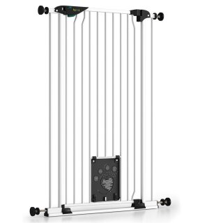 BOMI Mira Kinderschutzgitter mit Katzenklappe 73-83 cm – Extrahoch 107 cm für Kinder & Haustiere