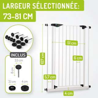 Türschutzgitter Mira 73-161 cm | Extra hoch 107 cm | 90° Feststell-Funktion