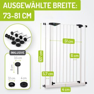 Türschutzgitter Mira 73-81 cm | Extra hoch 107 cm | 90° Feststell-Funktion