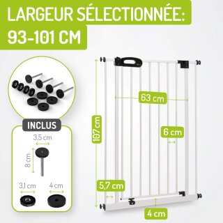 Türschutzgitter Merle 93-101 cm | Extra hoch 107 cm | 90° Feststell-Funktion