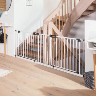 Türschutzgitter mit 2 Durchgängen 188-195 cm | Wahlweise zum Klemmen oder Bohren | Öffnet immer in Laufrichtung