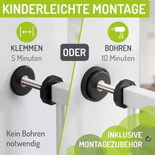 Türschutzgitter Merle 143-151 cm | Extra hoch 107 cm | 90° Feststell-Funktion