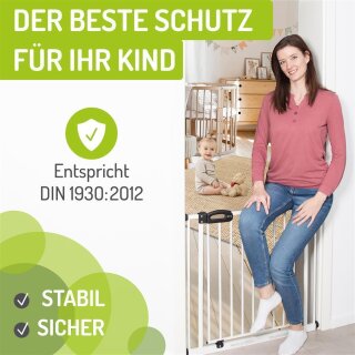 Türschutzgitter Merle 143-151 cm | Extra hoch 107 cm | 90° Feststell-Funktion