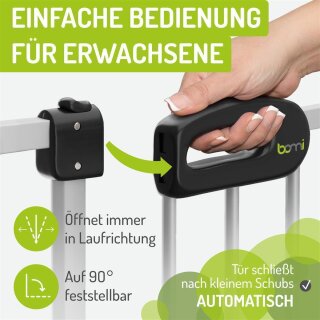 Türschutzgitter Merle 143-151 cm | Extra hoch 107 cm | 90° Feststell-Funktion