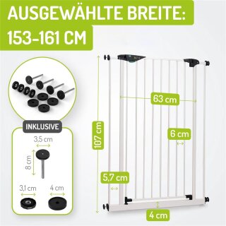 Türschutzgitter Mira 153-161 cm | Extra hoch 107 cm | 90° Feststell-Funktion