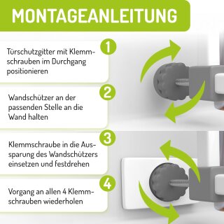 BOMI Wandschutz-Pads eckig | Elefantenfüße für Türschutzgitter | 4er-Set