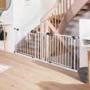 Türschutzgitter mit 2 Durchgängen 228-235 cm | Wahlweise zum Klemmen oder Bohren | Öffnet immer in Laufrichtung