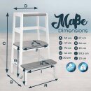 KIDUKU Lernturm Montessori Weiß/Grau – Learning Tower aus Holz – Küchenhelfer für Kinder – Kinder Tritthocker – Küchenlernturm bis 30 kg
