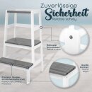 KIDUKU Lernturm Montessori Weiß/Grau – Learning Tower aus Holz – Küchenhelfer für Kinder – Kinder Tritthocker – Küchenlernturm bis 30 kg