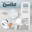 KIDUKU Lernturm Montessori Weiß – Learning Tower aus Holz – Küchenhelfer für Kinder – Kinder Tritthocker – Küchenlernturm bis 30 kg