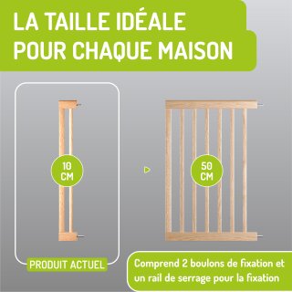 Extensions en bois pour barrière Miko – Rallonges naturelles 77 cm (10–50 cm)