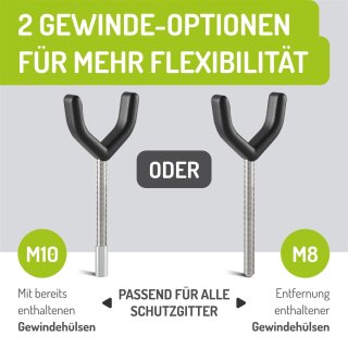 Y-Spindeln für Kinderschutzgitter | Metalladapter mit Anti-Rutsch | M8 & M10 | 2er & 4er Set