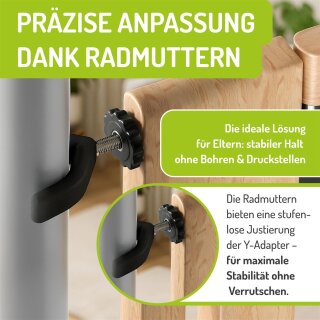 Y-Spindeln für Kinderschutzgitter | Metalladapter mit Anti-Rutsch | M8 & M10 | 2er & 4er Set