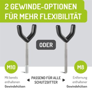 Y-Spindeln für Kinderschutzgitter | Metalladapter mit Anti-Rutsch | M8 & M10 | (2 Stück)