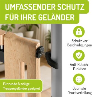 4 x Y-Spindel / Y-Adapter für Kinderschutzgitter – M8 & M10 Gewinde – Anti-Rutsch für Treppengeländer bis Ø 40 mm