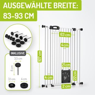 Haustierschutzgitter Merle | 83-93 cm | Extrahoch: 107 cm | mit Katzenklappe