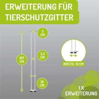 10 cm Verbreiterung Extrahoch 107 cm für Mira & Merle mit Katzenklappe