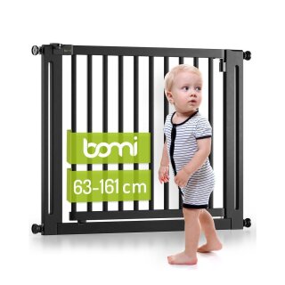 BOMI Miko Kinderschutzgitter Holz Schwarz 63–161 cm – Ohne Bohren