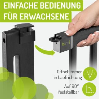 BOMI Miko Kinderschutzgitter Holz Schwarz 63–161 cm – Ohne Bohren