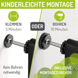 BOMI Miko Kinderschutzgitter Holz Schwarz 63–161 cm – Ohne Bohren
