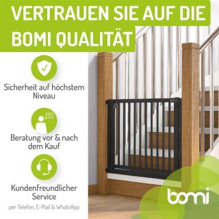 BOMI Miko Kinderschutzgitter Holz Schwarz 63–161 cm – Ohne Bohren