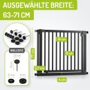 BOMI Miko Kinderschutzgitter Holz Schwarz 63–161 cm...