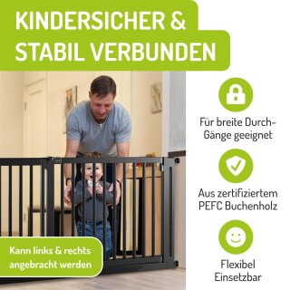 Extensions noires pour barrière Miko – Rallonges en bois 77 cm (10–50 cm)