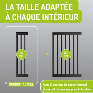 Verlängerungen für Miko Kinderschutzgitter Schwarz – Holz-Verbreiterungen 77 cm (10–50 cm)
