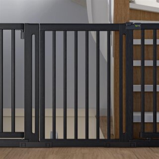 Treppenschutzgitter Miko 150-240 cm mit 2 Türen aus Buche Schwarz